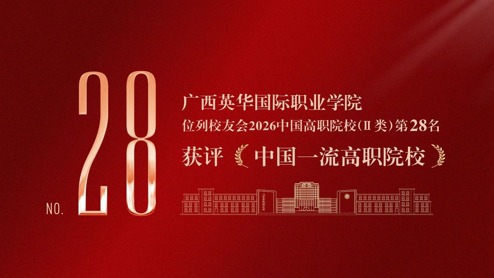 全國(guó)第28名，廣西英華國(guó)際職業(yè)學(xué)院獲評(píng)中國(guó)一流高職院校